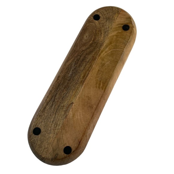 Oblong Stained Wood Carved Baquette / French Bread Bowl - Picture 6 of 6